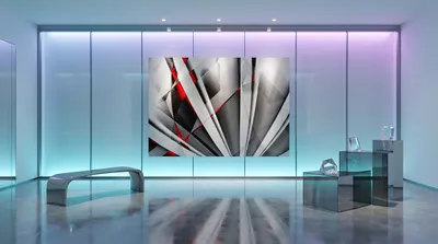 Interior view: Abstractum in red and grey