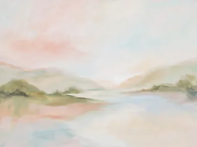 Wall art: Dreamlike abstract landscape in soft pastels