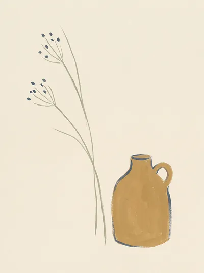 Wall art: Aesthetics of stillness in ochre and indigo