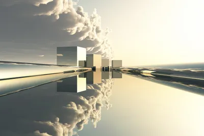 Wall art: Architectural minimalism: horizon of stillness