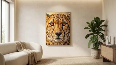 Interior view: Amber gaze: cheetah portrait