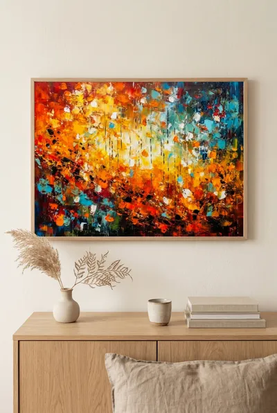 Interior view: Dance of leaves in the autumn wind