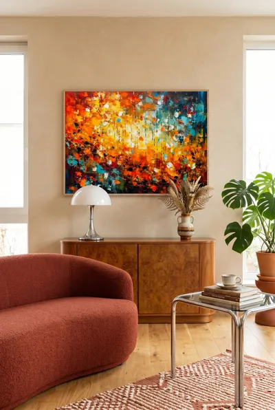 Interior view: Dance of leaves in the autumn wind
