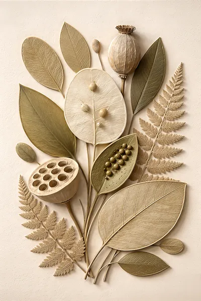 Wall art: Botanical relief: essence of stillness