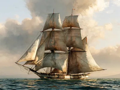 Wall art: The wind chaser: sailing ship under full sail