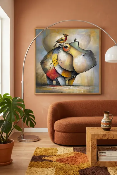 Interior view: Companions: the hippo and the bird