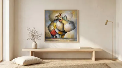 Interior view: Companions: the hippo and the bird