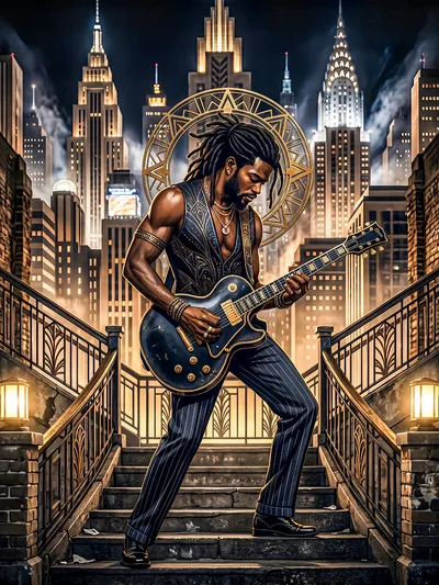 Wall art: Guitar solo in New York: your own rhythm matters