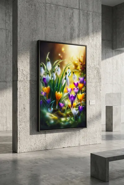 Interior view: Crocuses and snowdrops