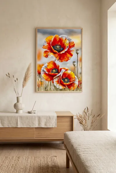 Interior view: Poppies as flaming botany
