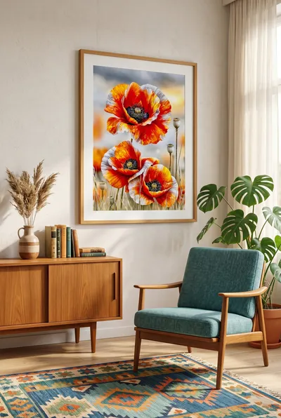 Interior view: Poppies as flaming botany