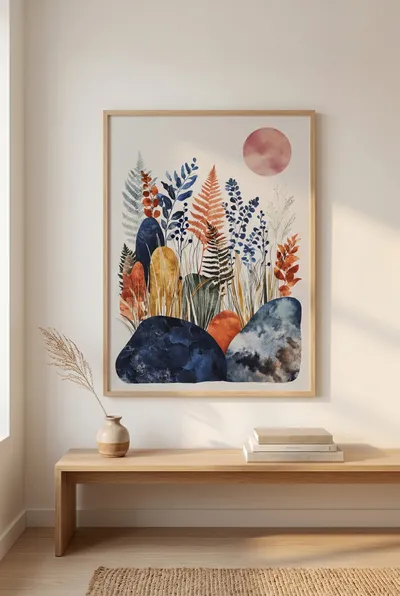 Interior view: Terracotta twilight: organic harmony