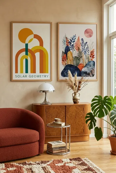 Interior view: Terracotta twilight: organic harmony